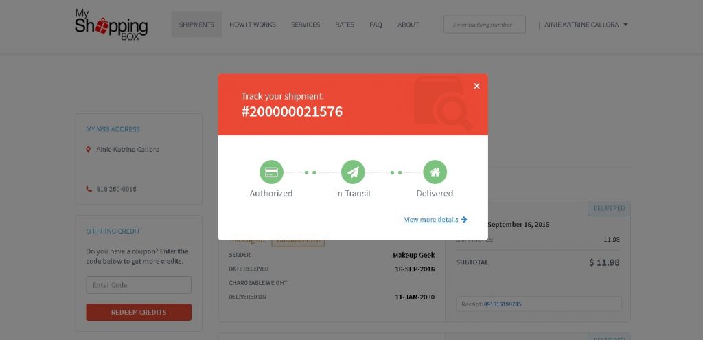My Shopping Box Tracking